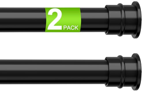 2 Pack Spring Tension Rods 28-48 Inch, No Drill Tension Curtain Rods Black