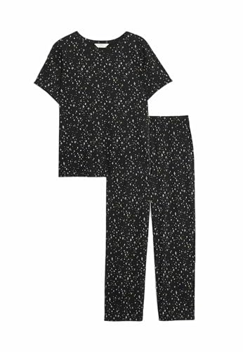 Marks & Spencer Pyjama Court à Motifs Femme à Haute Teneur en Coton, Coupe Standard, Taille Élastiquée