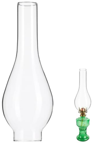 Tofficu Glaskamin für Öllampen – Ersatzglas für Vintage-öllampen, Durchsichtiger Kamin Petroleumlampen, Ersatzabdeckung Petroleumlampen Klassischer Retro-heimdekorationskamin (5cm Sockel, Höhe 24.5cm)