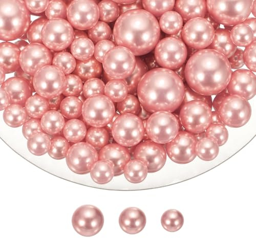 QUARKZMAN 150 Stk Perlen Für Vasenfüller 20/14/10mm Kunstperlen Schwimmperlen Makeup Keine Löcher Für Kerzen Tischdekoration Hochzeit Deko Zuhause(Rosa)
