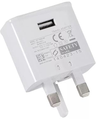 UK 3-stifts snabbladdare 5 V 2 A 10 W – brittisk standard USB-väggkontaktadapter för smartphones, surfplattor, e-läsare, USB-fläktar och spegellampor (vit, en storlek)