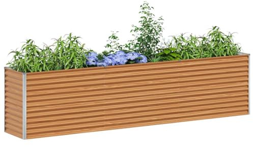 vidaXL Upphöjd odlingslåda Ljusbrun 290 x 50 x 68 cm Galvaniserat Stål, Trädgård och terrass, industriell metallplanteringslåda, modern odling för urbana utrymmen, hållbar design