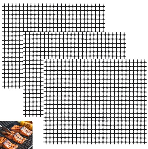 3 Stück grillgitter,grillmatten für airfryer,40 × 30 cm antihaft grillmatte,Wiederverwendbar,Grillmatte für Gasgrill,für Gasgrill,Holzkohle,Elektrogrill,Luftfritteuse,Gemüse,Kochen,Backen,Fleisch