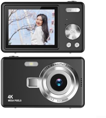 1080p digital CCD-kamera med 96 MP sensor, autofokus, 16x zoom, 2,4 tum IPS LCD-skärm, AVI-videoformat, lämplig för vlogging och fotografering (svart)