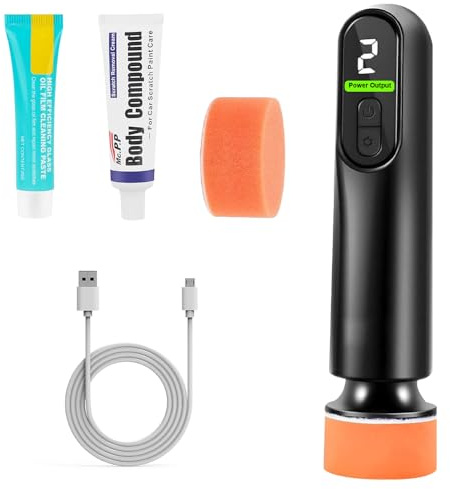 SGZIOO Mini Lucidatrice Auto a Batteria, Kit lucidatura Auto, con 2 tamponi di lucidatura, 3 Marce, Batteria Al Litio 2000mah, Lucidatrice Auto Senza Fili, per Lucidare e Riparare i Graffi Sulle Auto
