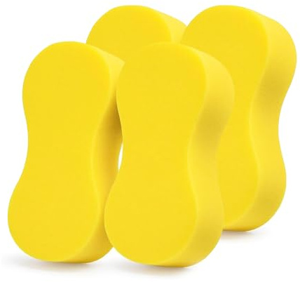 Jumbo Car Wash Sponge Pack of 4 Extra Large - Anti-Scratch Super Absorbent Multi-Purpose Cleaning Sponges for Car Exterior, Windows, Wheels, Windscreen & Bodywork Detailing