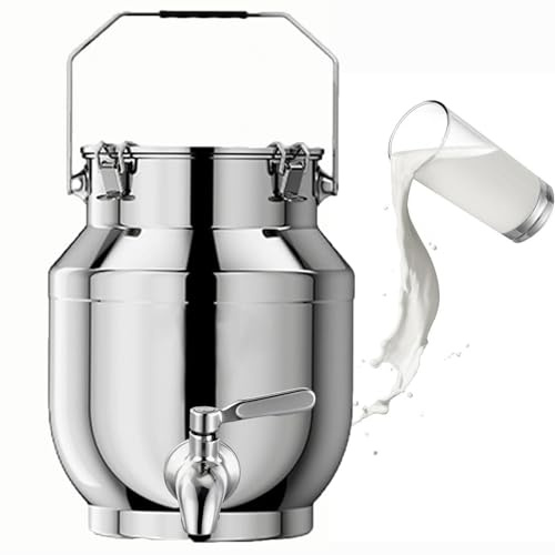 bidon alimentaire 10l avec robinet, bidon de lait inox pour Huile Et Aliments pour Stockage,capacity-5liter