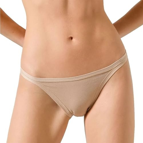 Intimitaly Tanga in Cotone Bielastico, Bordi Extracomfort, Morbido Bielastico, Confezione da 6 Pezzi, Certificazione Oeko-Tex (IT, Testo, M, Regular, Regular, 6 Nudo)