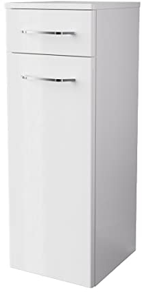 FACKELMANN Midischrank Milano/Badschrank mit Soft-Close/Maße (B x H x T): ca. 30,5 x 83 x 32 cm/Schrank mit 1 Tür und 1 Schublade/Türanschlag frei wählbar/Korpus: Weiß/Front: Weiß