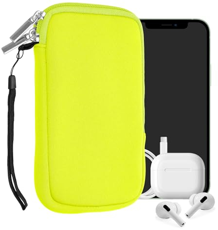 kwmobile Handytasche für Smartphones L - 6,5 - Neopren Handy Hülle Gelb - Handy Tasche 16,5 x 8,9 cm Innenmaße