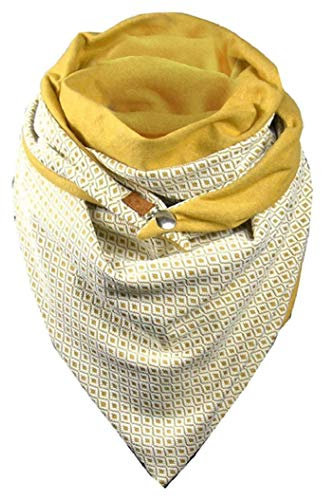 Yuson Girl Damen Schals Warmer Dreieckschal mit Button Retro übergroßer Winterschals Karo Tartan Plaid Muster Poncho Schal Lässige Herbstschal Weich Halstücher Geschenk(Gelb)