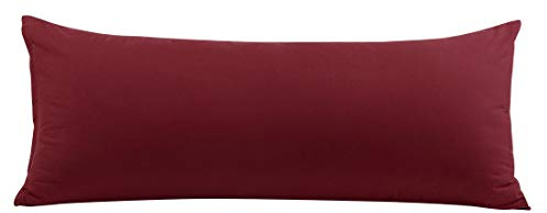 PiccoCasa Kissenbezug langes Kissen Kopfkissenbezug lang mit Reißverschluss aus Mikrofaser Serie 1800 für Körperkissen Schlafkissen Burgunderroterrot 50x120cm