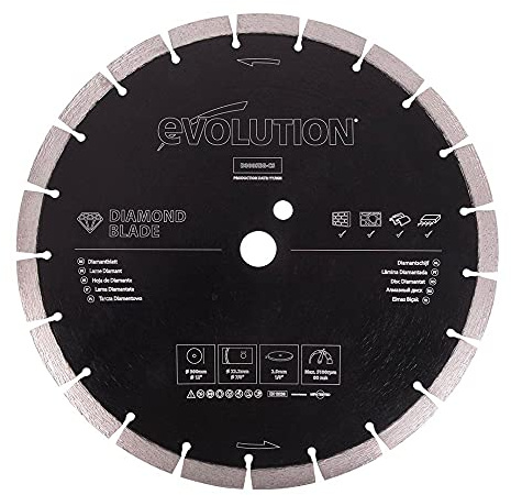 Evolution Power Tools D300SEG-CS 300 mm Diamond Blade For Disc Cutters - Segmented Edge For Cutting Masonry, Such as Brick, Reinforced Concrete and Stone, Black
