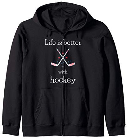 Giocatore di hockey Design sportivo La vita è migliore con Felpa con Cappuccio