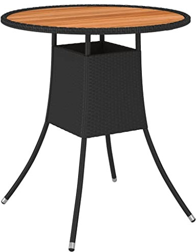 Makastle Bistrotisch 70x70x73 cm Schwarz Balkontisch Garten Tisch Beistelltisch Gartentisch aus PE-Rattan, Witterungsbeständig Garten Couchtisch Teetisch Terrassentisch Loungetisch