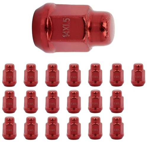 SCITOO 20pcs 14x1.5 Wheel Lug Nuts Closed End Lug Nuts Replacement fit for Acura for Buick for Cadillac for Chevrolet for Chrysler for Dodge for GMC for Honda OEM Factory Red