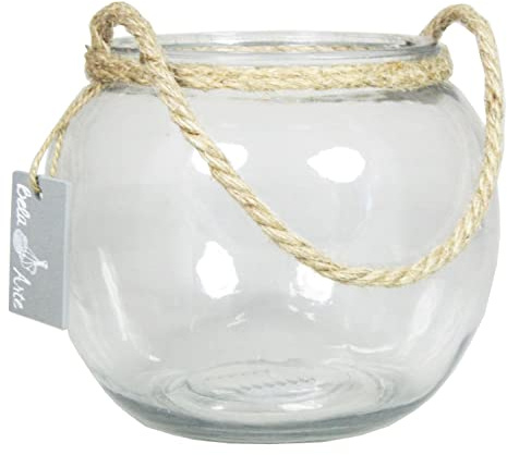 INNA-Glas Kerzen Kugelvase Davy aus Glas, mit Henkel, klar, 15 cm, Ø 18 cm | Kerzenglas