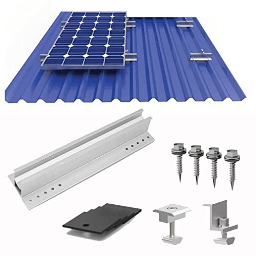 Solarmodul Alu Halterung Befestigungssystem Trapezblech PV Befestigungsschiene Schiene 400MM Endklemme 35mm, Befestigungs-Set für 9 x Solarmodul