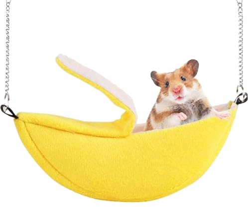 Norhogo Banana Criceto Casa Calda Gabbia Amaca per Piccoli Animali Peluche Letto Sospeso Gabbia del Sonno Nido per Ratto, Furetto, Cincillà, Gerbille, Giallo