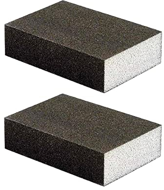 2 Pezzi Spugne Abrasive per Ristrutturazione di Mobili o Rimozione Parti in Eccesso - Coppia Spugne Abrasive per tutti i materiali legno, metallo, plastica - Utilizzabile anche con Acqua (Grana 180)