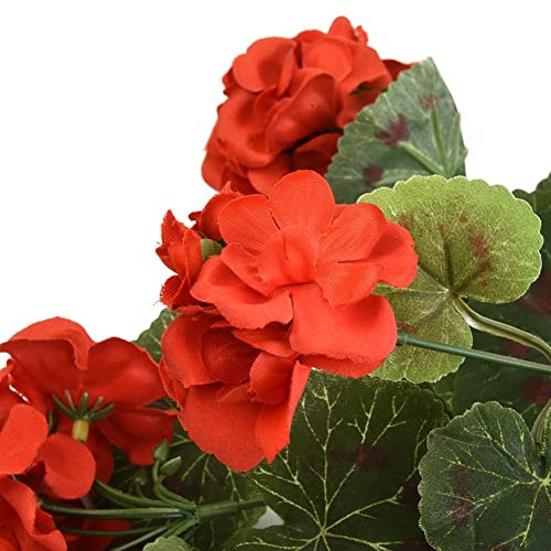 ZYWUOY Flores rojas de geranio, plantas artificiales, flores artificiales de Haitang para exteriores, jardín, decoración del hogar