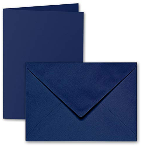 ARTOZ 15x DIN B6 Faltkarten-Set mit Umschlägen - classic blue (Blau) - 120 x 169 mm - gerippte Bastelkarten blanko mit Brief-Umschlägen - 220 g/m²