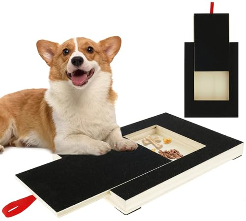 Kratzbrett für Hunde mit Leckerlibox 35x25CM Stressfrei Kratzbrett für Hundekrallen Hunde für Nägel Alternative (Schwarz)