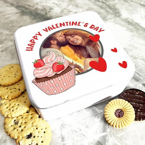 Fingerprint Designs Square Cupcake Happy Valentine's Day Gift Photo Personalised Cake Tin, SQTPERSTIN23JTRT20