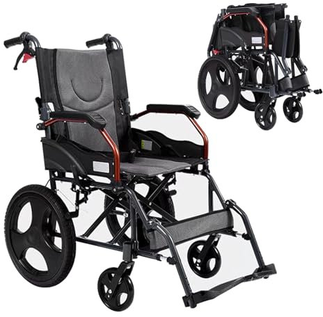 Rollstuhl Faltbar Leicht Aluminium Aktivrollstuhl,Ultraleicht Reiserollstuhl für die Wohnung und Unterwegs,Transportrollstühle,Rollstuhl für Behinderte
