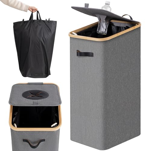 AINIYNM Pfandflaschen Sammelbehälter mit Deckel 100L XXL Tragetasche Pfandbehälter mit Loch Pfandflaschen Aufbewahrung Leergut Pfandflaschen Behälter Für Küche und Abstellraum