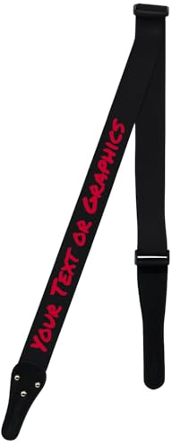 Pictogogo Premium Personalisierter Gitarrengurt – Wählen Sie Text oder Grafik, Farbe & Schriftart, 100% EU-Herstellung, Recyceltes Leder & Plektrumhalter. Bedruckter Gitarrengurt