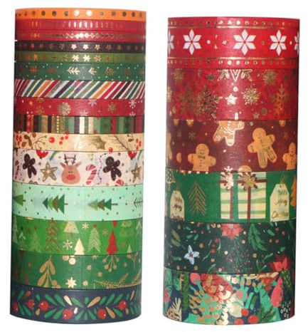 NUOBESTY 21rollen Teiliges Weihnachts Washi Tape Mit Festlichem Design Selbstklebende Japanische Dekorationsbänder Für Geschenkverpackung Scrapbooking Planer Und Diy Bastelprojekte
