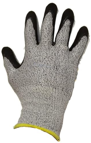 ByKhan Gants de protection anti coupure niveau 5,enduits de nitrile,gant de travail.Résistants aux déchirures, antidérapants,thermorégulants,respirants, absorbants,légèreté(taille M).