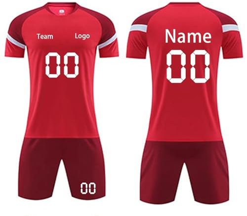Generic Tages Angebote Von Heute Fussball Trikot 3 Teilig Gym Generisch Fussball Fussballtrikot Jungs Trainingsanzug Herren Fussball Trikot Kinder Set(9-Red,7 Jahre)