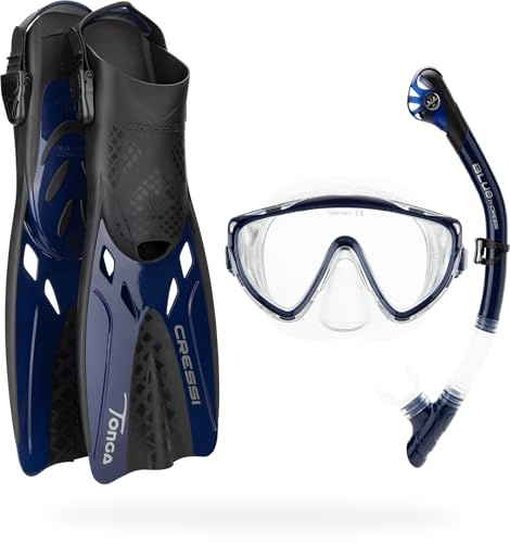 Cressi Tino Adventure Set Snorkeling Sets, Klar/Navy, S/M