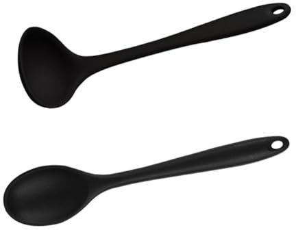 Amosfun 2pcs Silicone Rice Spoons Non-Stick Spoon Soup Ladle Kitchen Utensils for Cooking and Serving
