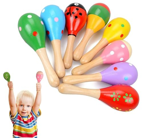 4 Pcs Baby Maracas, Maracas, Maracas Baby, Rattles Sand Hammer Baby Music Rattles Shaker Wooden Rattle Toys Colourful Cute Rattles Shaker Early Education Instrument Toy For Kids (Random Color)