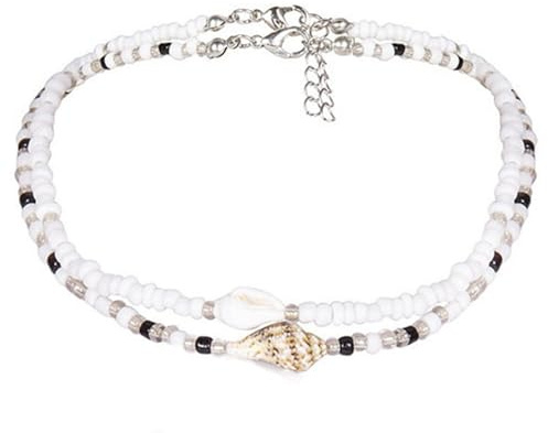 2 Stück Muschelkette Choker für Damen Mit Perlen - Muschel Accessoires für Party, Fastnacht, Halloween und Strandparty