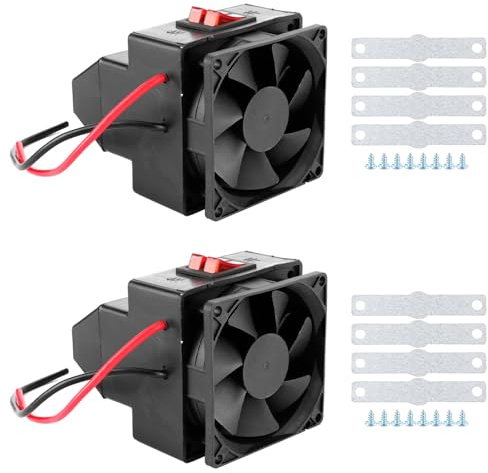 Chauffage de Voiture, 12V 260W Ventilateur de Voiture Chauffage Air Auto Dégivreur Désembuage Désembuage Noir Réchauffeur Air pour Voiture, Petit Espace, Climatiseur (Noir*2)