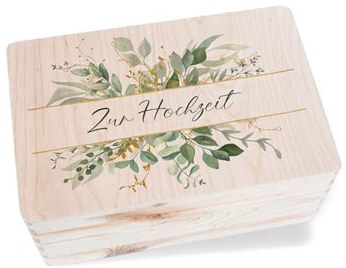 Shirtracer Holzkiste Erinnerungsbox - Erinnerungskiste Zur Hochzeit Geschenk Holzbox Hochzeitskarten I Brautpaar Geschenkidee Brautpaare I Verpackung Hochzeitsgeschenk - 30 x 20 x 14 - Holz