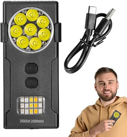 Lampe Torche Magnétique,Lampe de Poche Rechargeable avec Porte-Clés - Clip Multifonction Autonomie Longue Lumière Réglable pour Randonnée Cyclisme Camping Sécurité Extérieur
