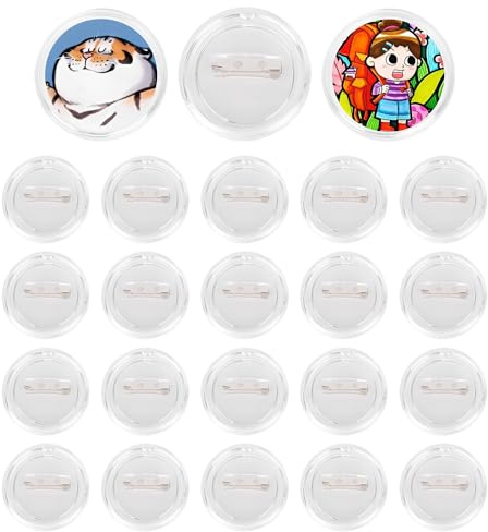 GIDWRIY 30 Pièces Badge Personnalisable Rond 58 mm,Faire Des Badges Photo,Badge à épingle Blanc,Badges Transparent Acrylique,Badge Sans Machine,Bricolage Badge Artisanat pour DIY Porte-Nom Vêtements