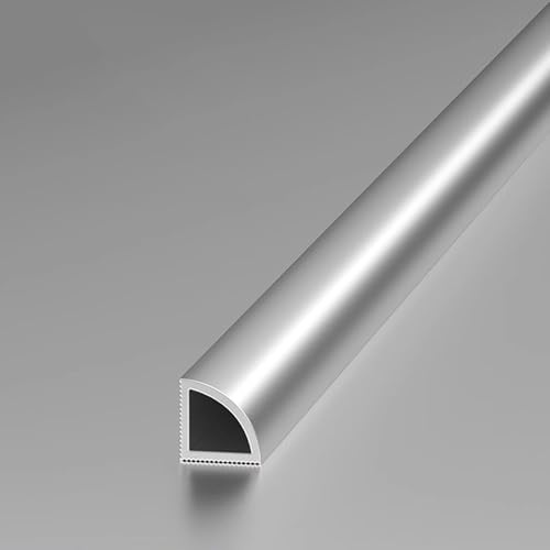 WJYWX Tile Profile Quarter Circle Trim 125CM (2 Pieces) – Ceramic Edge Protector For Tiles, Long Tile Strip For Bathroom, Office, Hotel & School Use(Matte silver,15x15mm)