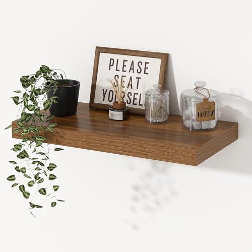 Feihorrm Extra Tiefes 29,5 cm Wandregal Holz, 40 cm Wandboard Walnuss | Schweberegal aus MDF Holz, Regal Wand für mehr Stauraum, Regalbrett für Küche, Wohnzimmer, Schlafzimmer, Badezimmer & Büro