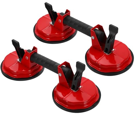 QUARKZMAN 2 Piezas Herramienta Para Reparar Huecos En El Suelo Fuerza Tracción Vertical 150kg Ventosas Dobles Alta Resistencia Para Vidrio Baldosa Espejo Mármol Parabrisas Coche Plano Rojo