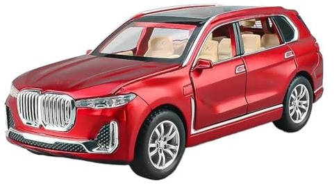 1:32 per X7 Off Road SUV modello in lega di metallo pressofuso auto giocattolo alla moda decorazioni per la casa micro veicoli pull back con luce (batterie non incluse)(Red)