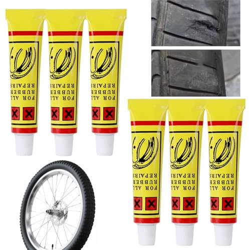 6PCS Tire Plug Glue,Tyre Repair Glue,Car Tyre G/lue,Tire Repair G/lue Kit for Bicycle,Rubber Ceme/nt Ti/re Repair,Liquid Rubber Black Sealant for Bike & Car Ti/re, Efficient Strong Adhesive