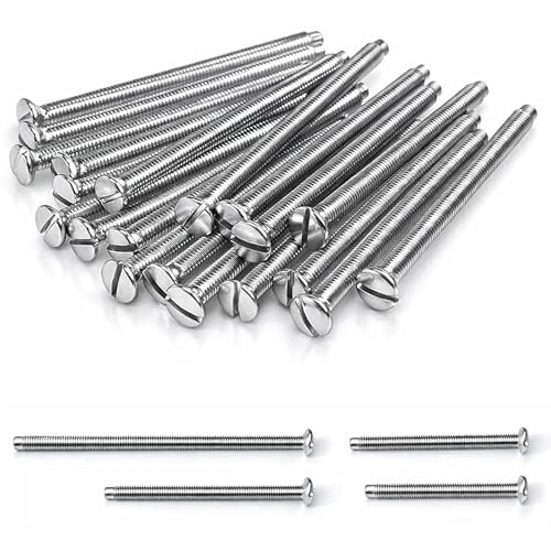 M3.5 Screws, Long Assorted Electrical Machine Screw for Light Switch, Nickel Plated Slotted Raised Countersunk Electrical Socket Screws for DIY (40, 35/40/50/75 mm)