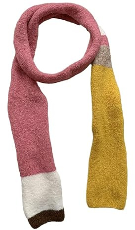 Kashmirscarf， Ullstickad smal halsduk for kvinnor randig flerfärgad 165x13cm(Pink Yellow)