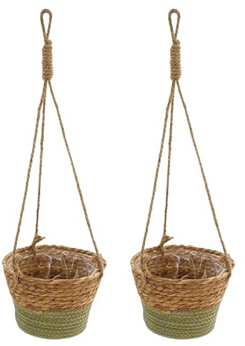 Muwugui Paniers à d'Intérieur | Lot de 2 Supports en Rotin Style Boho | Panier à Tressé Pots de Jardin | pour Jardin Extérieur, Terrasse, Balcon, Bureau, Maison de Campagne et Orchidée